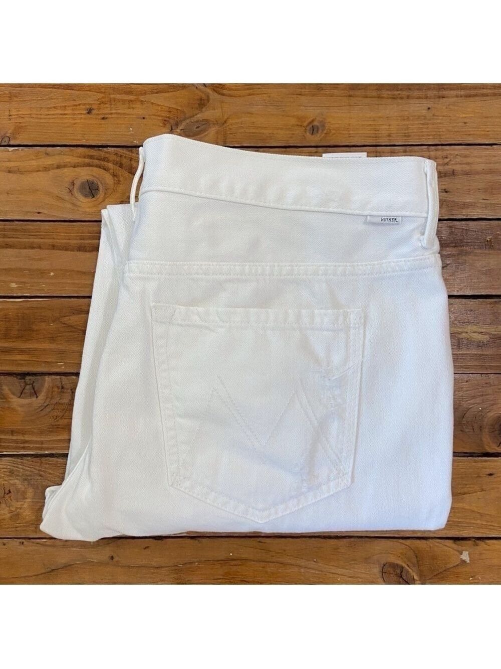 MOTHER The loosey ripped white high rise jeans button fly strech 100% cotton 31 - Picture 6 of 16